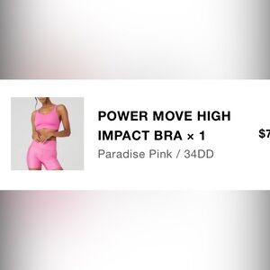 Alo power move high impact bra- paradise pink
